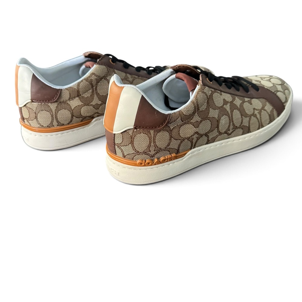 Coach Clip Low Top Sneakers Men 11.5 Brown Signature Canvas Monogram Leather